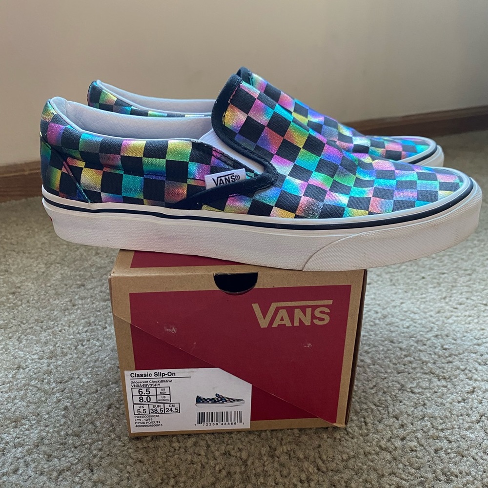 VANS Iridescent Check Slip-Ons size 8